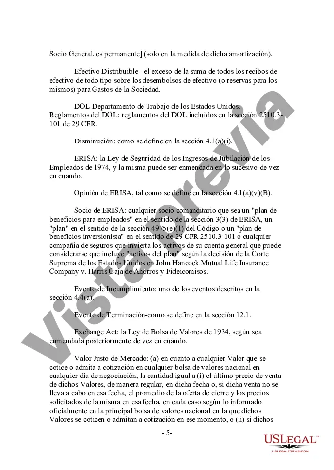 Preview Acuerdo de asociación de fondo de capital modificado