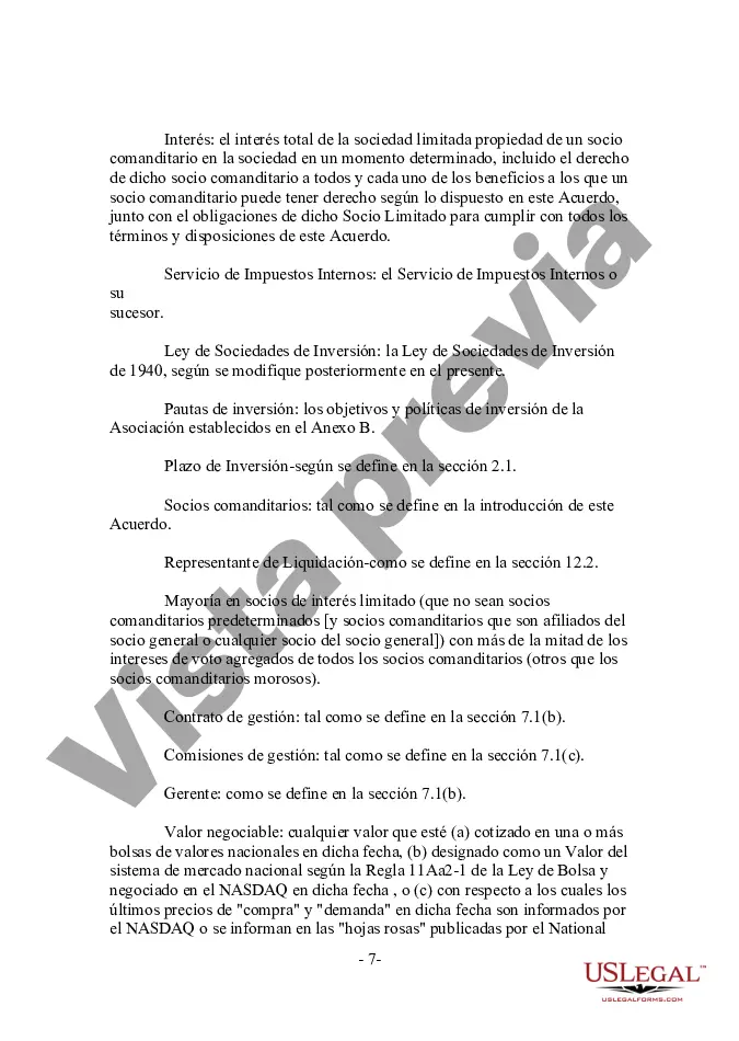 Preview Acuerdo de asociación de fondo de capital modificado