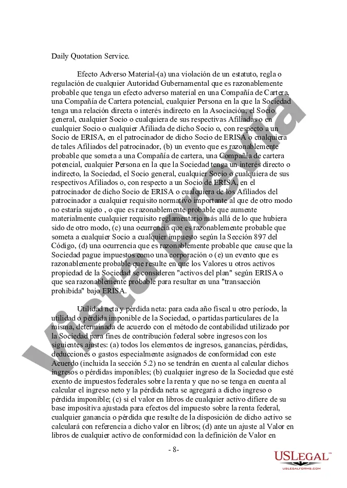 Preview Acuerdo de asociación de fondo de capital modificado