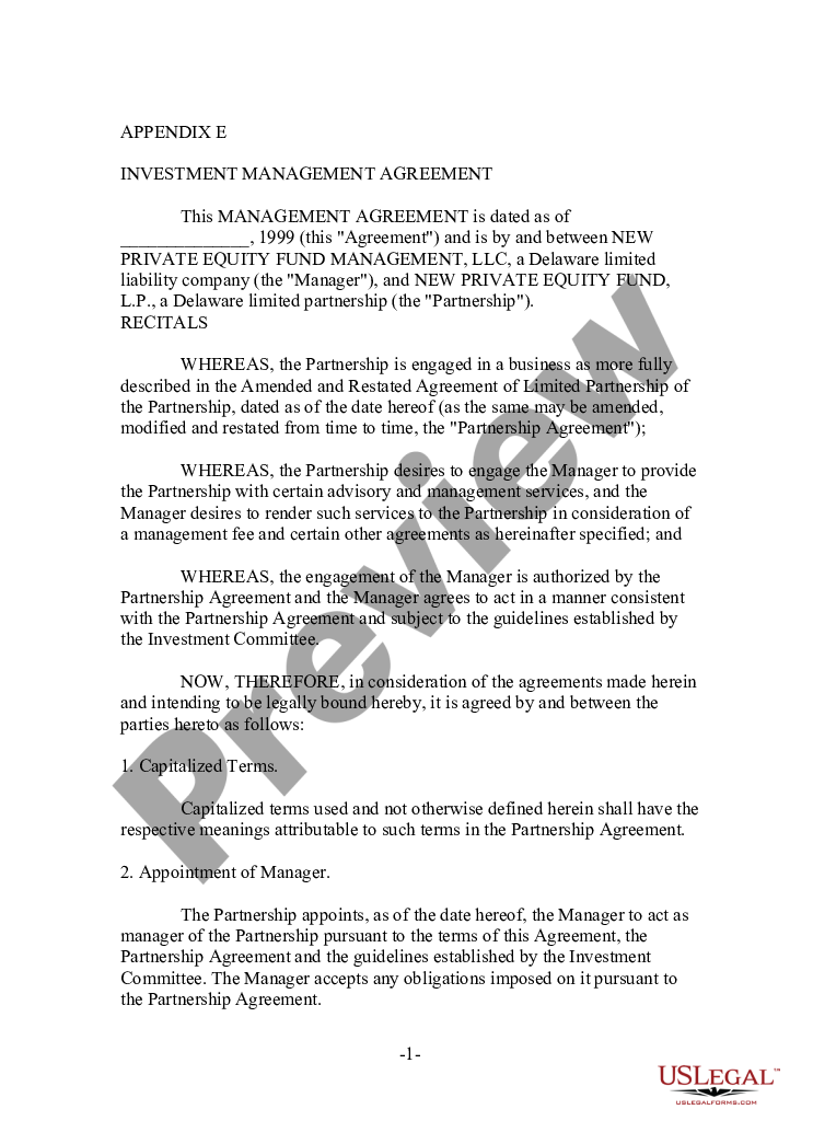 page 0 Investment Management Agreement preview