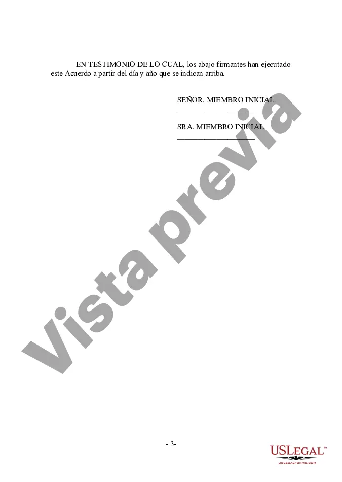 Preview Acuerdo de LLC de Sociedad de Responsabilidad Limitada de Forma Corta