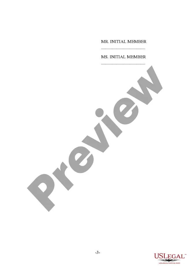 Preview Short Form Limited Liability Company LLC Agreement