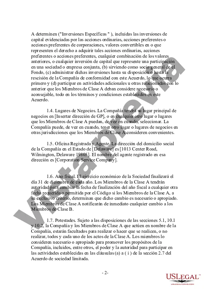 Preview Acuerdo de LLC de sociedad de responsabilidad limitada para socio general
