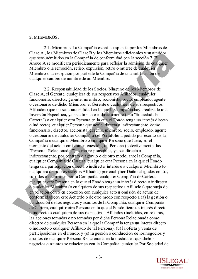 Preview Acuerdo de LLC de sociedad de responsabilidad limitada para socio general