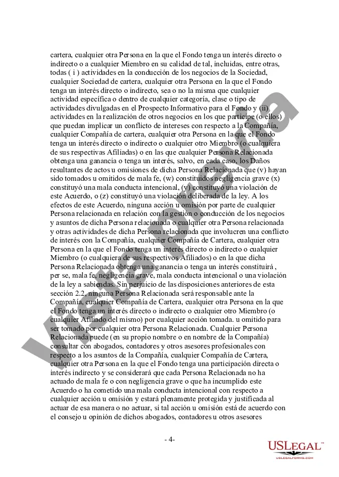 Preview Acuerdo de LLC de sociedad de responsabilidad limitada para socio general