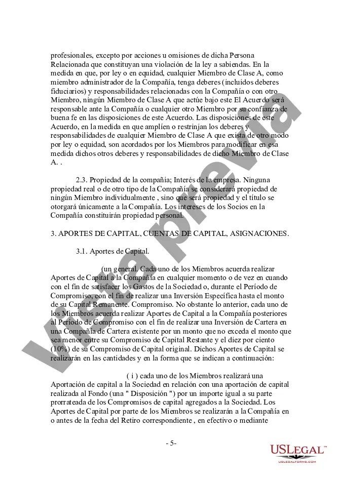Preview Acuerdo de LLC de sociedad de responsabilidad limitada para socio general