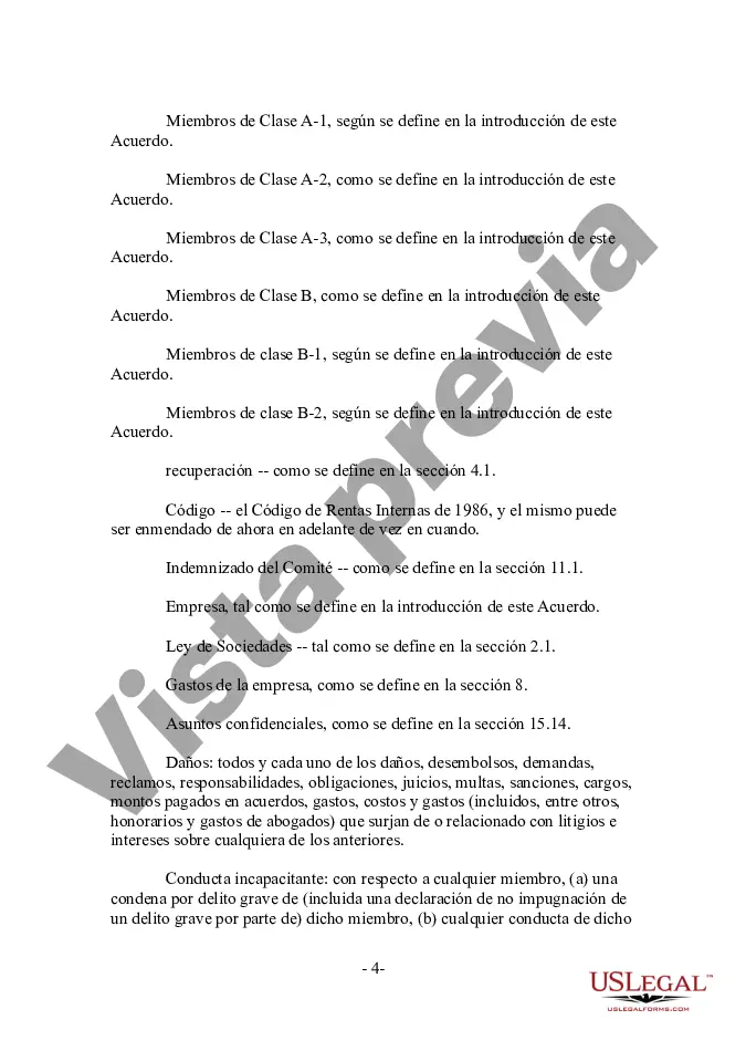 Preview Acuerdo de sociedad de responsabilidad limitada LLC para nuevo socio general