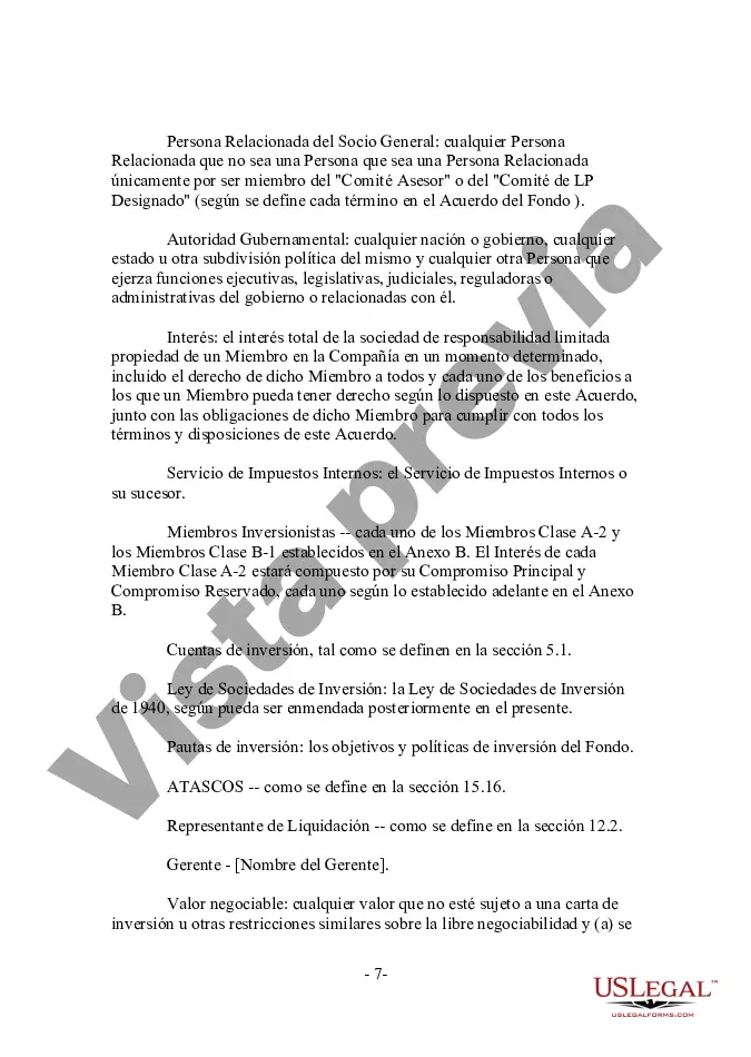 Preview Acuerdo de sociedad de responsabilidad limitada LLC para nuevo socio general