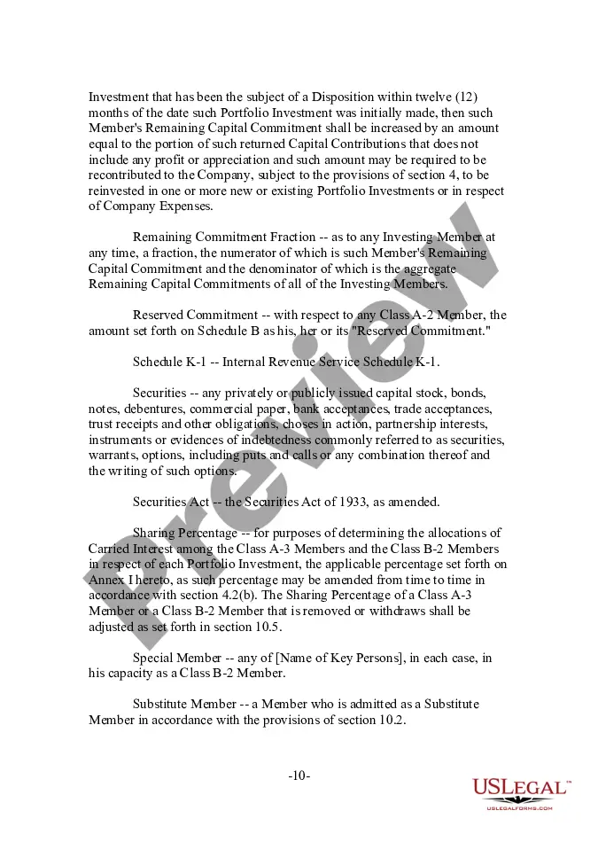 Preview Limited Liability Company LLC Agreement for New General Partner