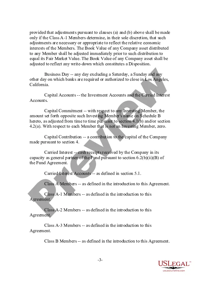 Preview Limited Liability Company LLC Agreement for New General Partner