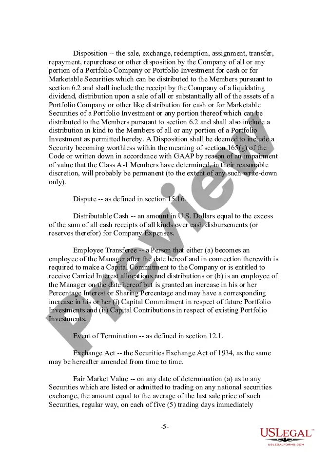 Preview Limited Liability Company LLC Agreement for New General Partner