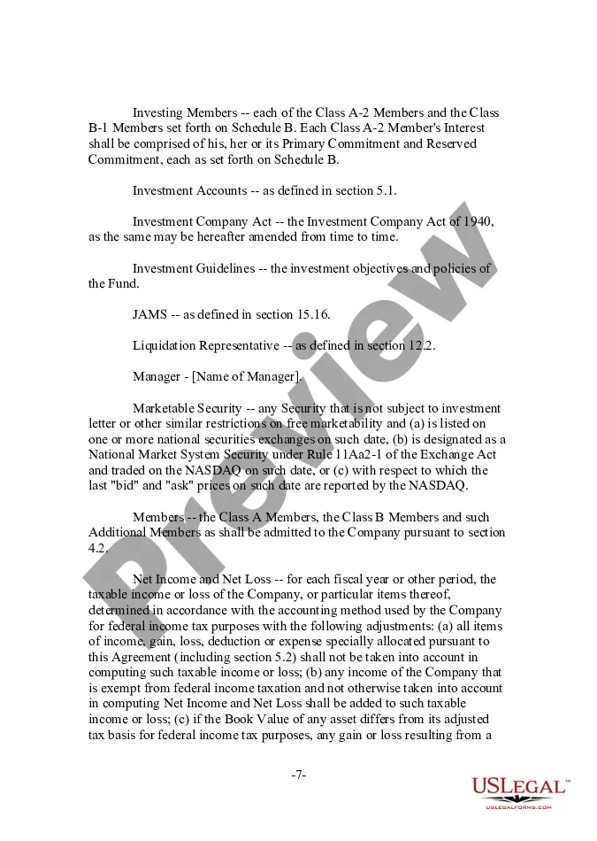 Preview Limited Liability Company LLC Agreement for New General Partner