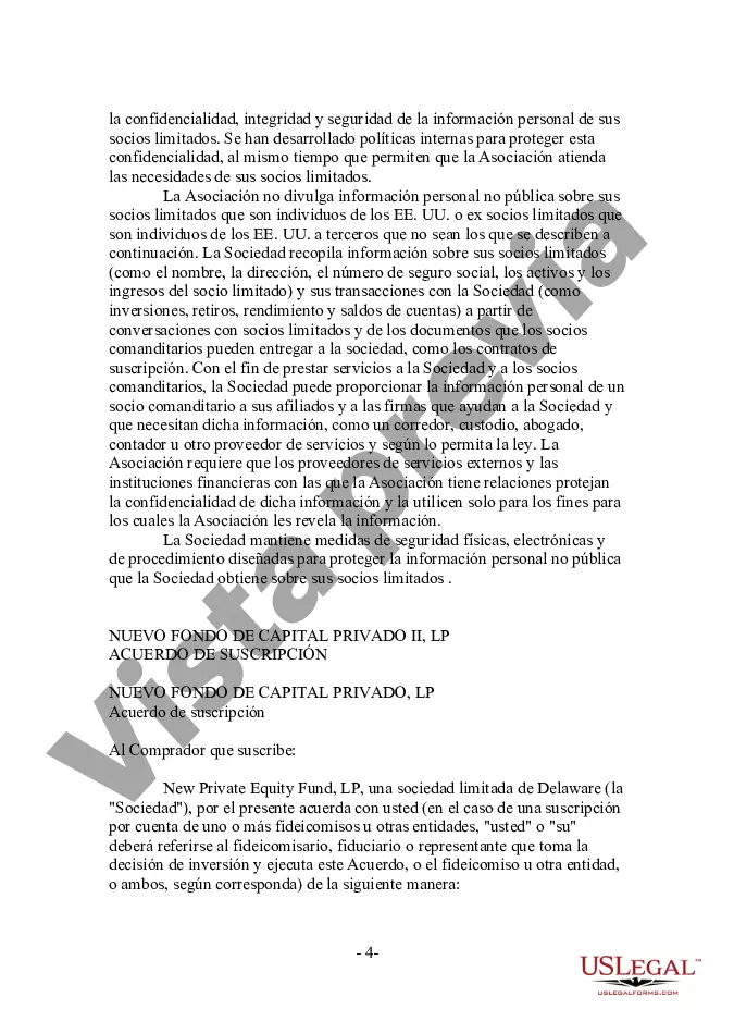 Preview Acuerdo de Suscripción - Un Fondo de la Sección 3C1