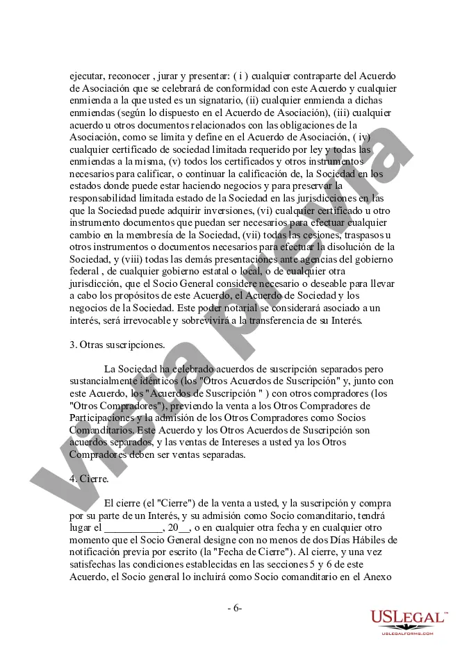 Preview Acuerdo de Suscripción - Un Fondo de la Sección 3C1