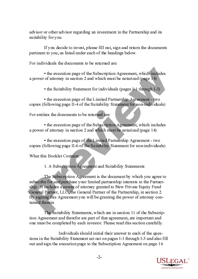 Get Subscription Agreement for an Equity Fund Preview Subscription Agreement for an Equity Fund