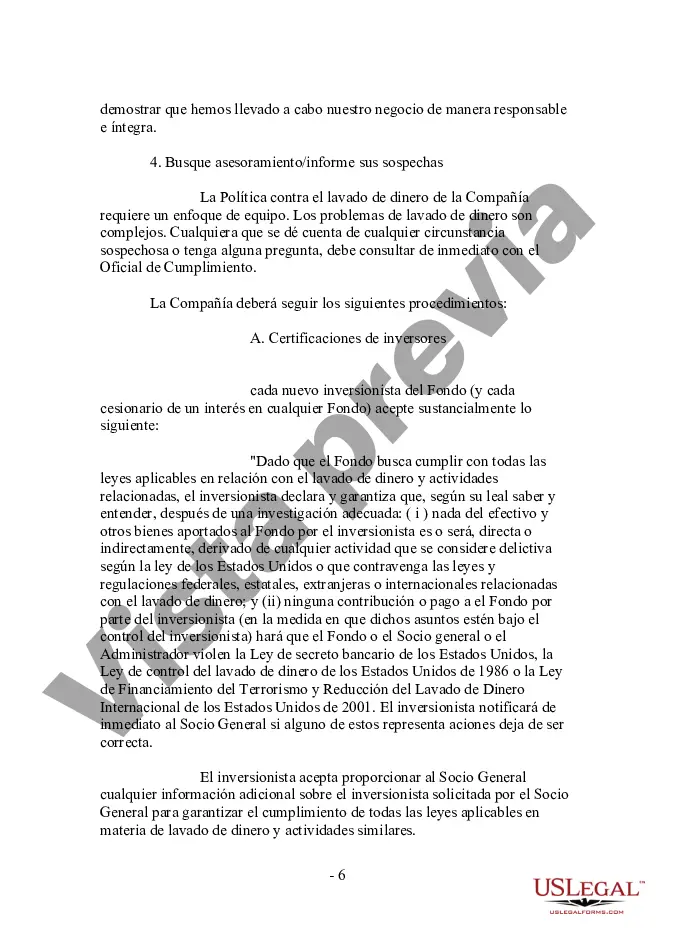 Preview Formulario de Política Anti-Lavado de Dinero