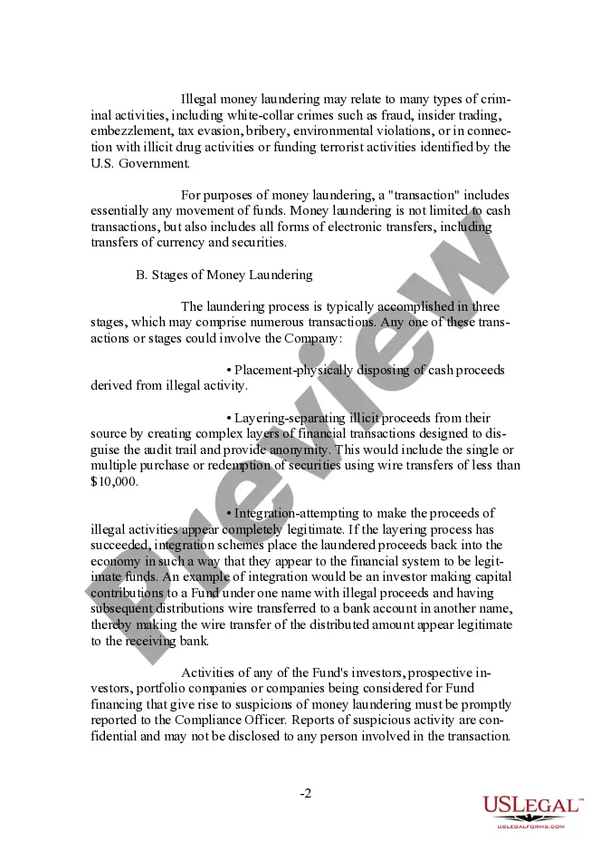 Preview Form of Anti-Money Laundering Policy