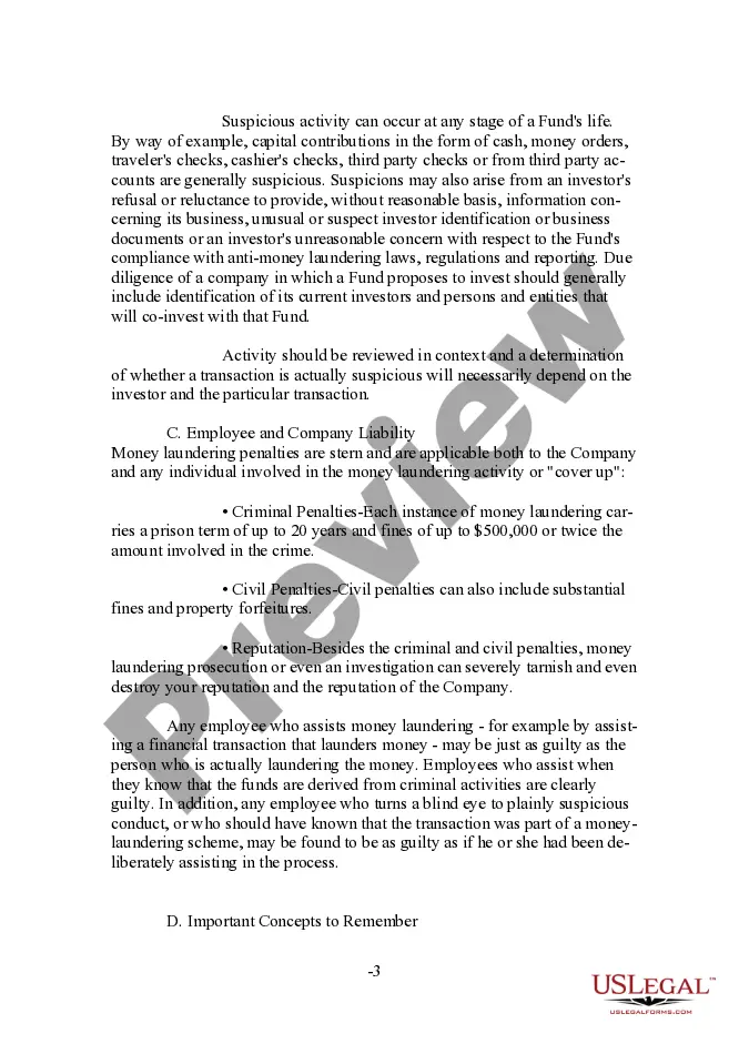 Preview Form of Anti-Money Laundering Policy