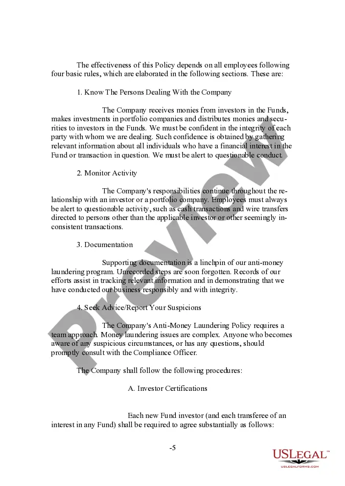 Preview Form of Anti-Money Laundering Policy
