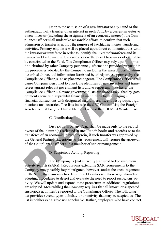 Preview Form of Anti-Money Laundering Policy