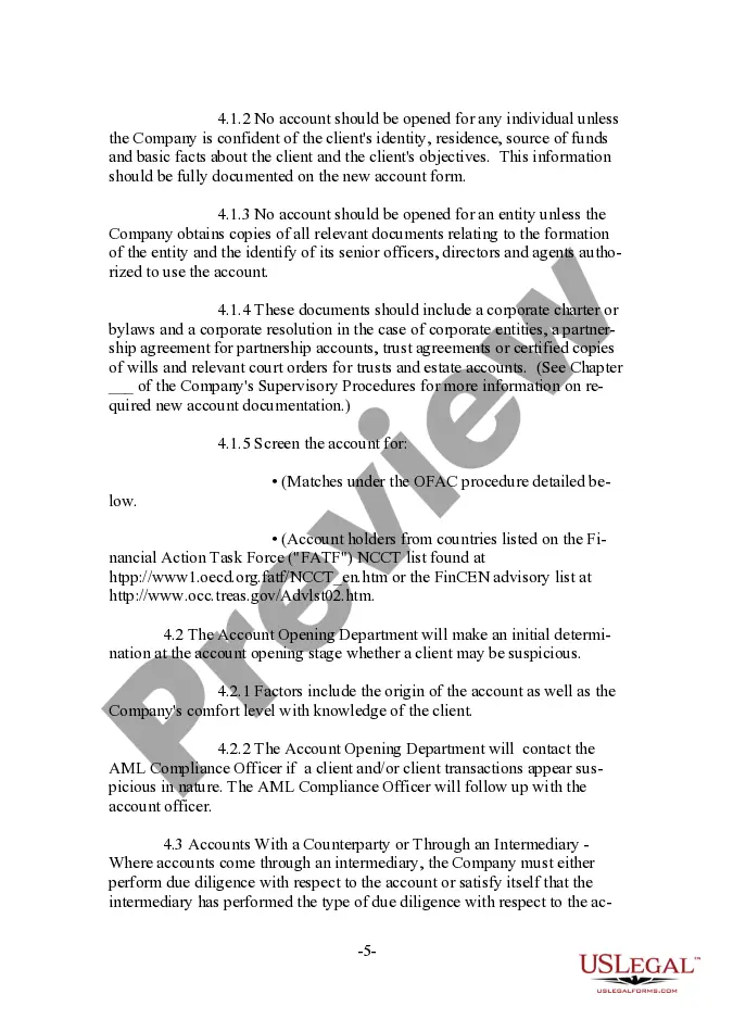 Preview Form of Anti-Money Laundering Compliance Policy