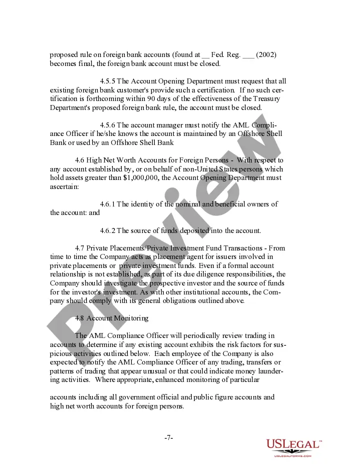 Preview Form of Anti-Money Laundering Compliance Policy