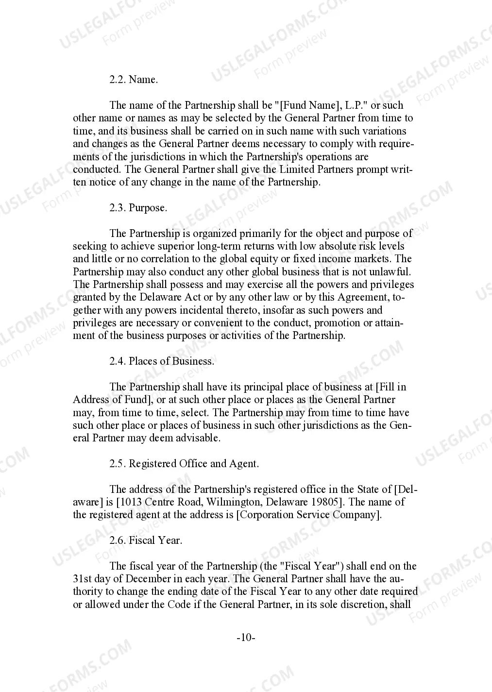 Preview Limited Partnership Agreement for Hedge Fund