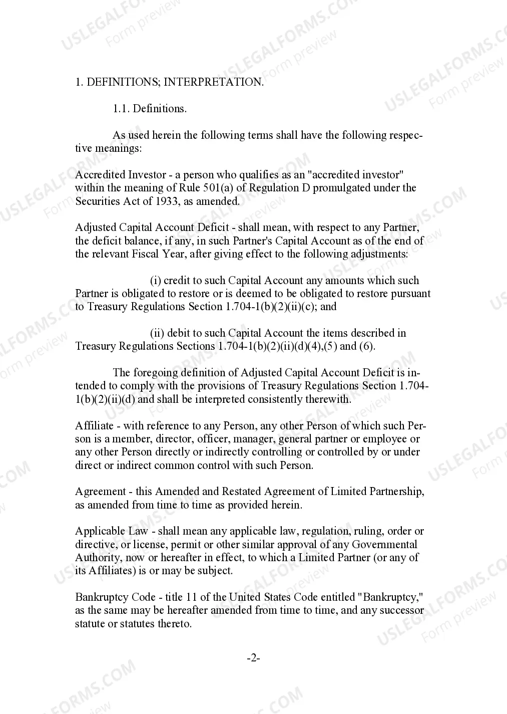 Preview Limited Partnership Agreement for Hedge Fund