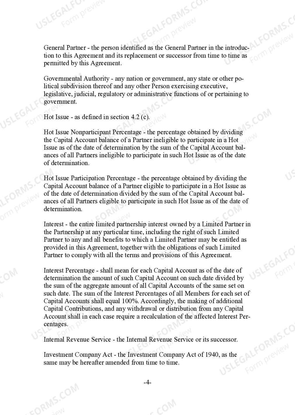 Preview Limited Partnership Agreement for Hedge Fund