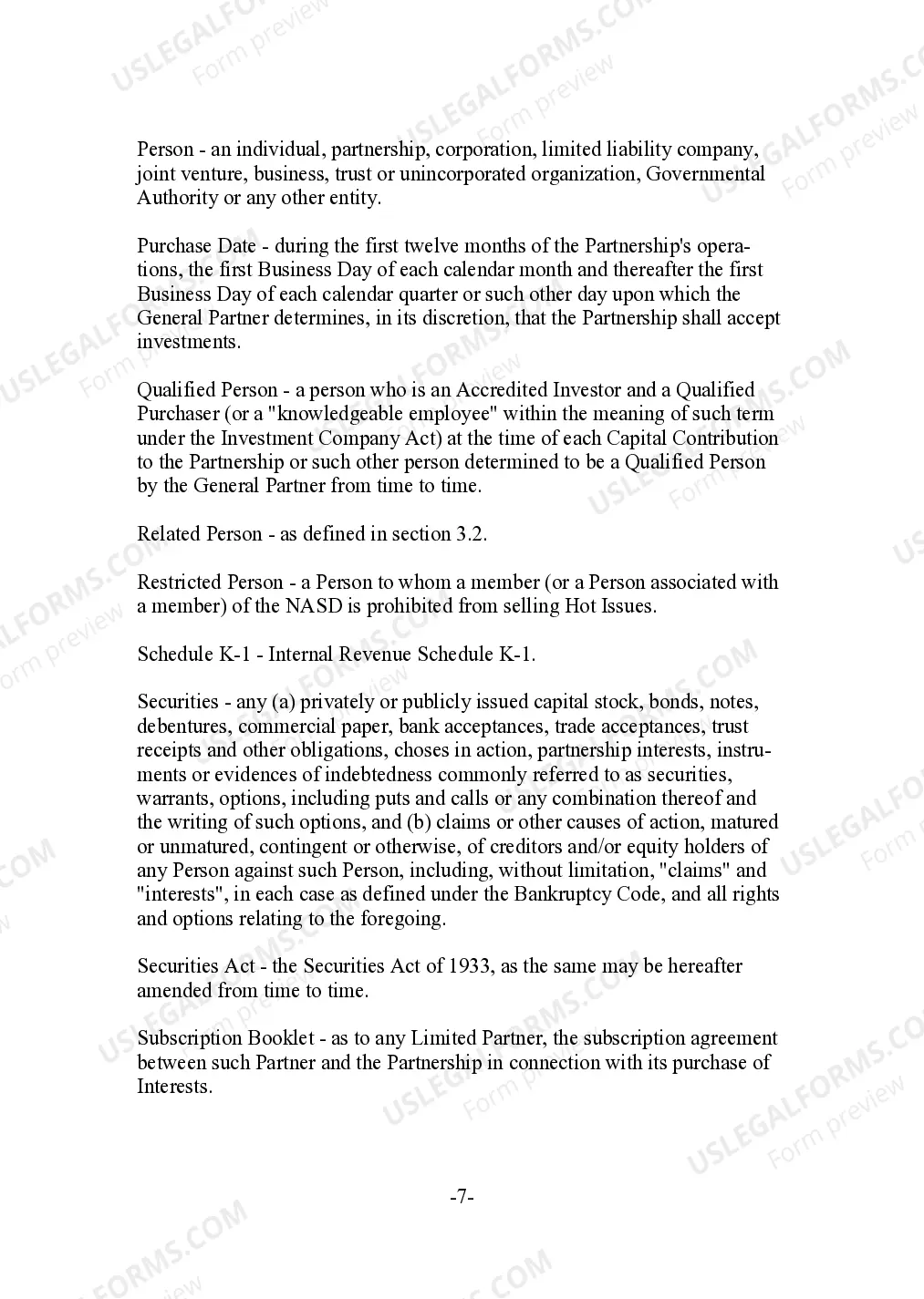 Preview Limited Partnership Agreement for Hedge Fund