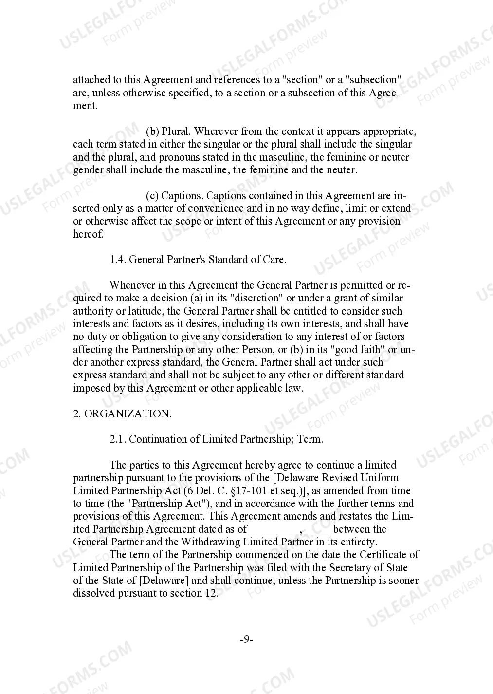 Preview Limited Partnership Agreement for Hedge Fund