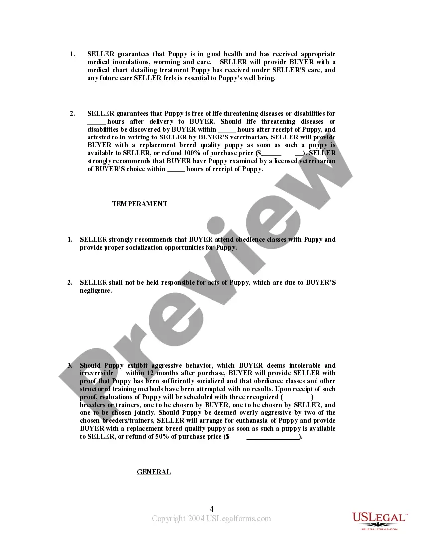 Get Show or Breeding Quality Contract - Canine Sales Preview Show or Breeding Quality Contract - Canine Sales