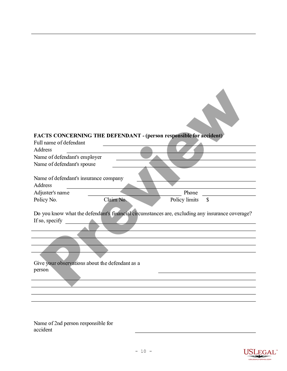 page 9 Personal Injury Intake Sheet preview