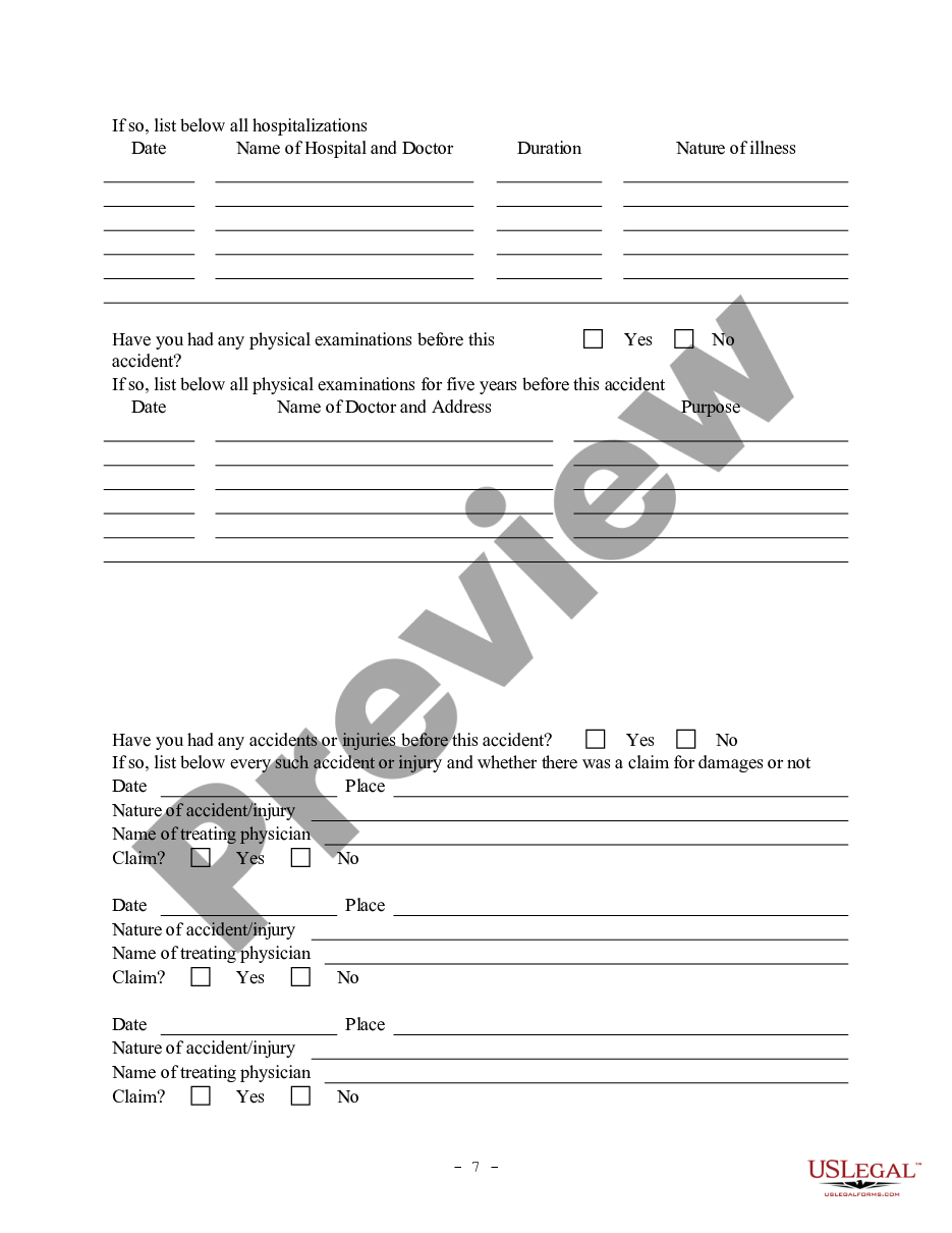 page 6 Personal Injury Intake Sheet preview