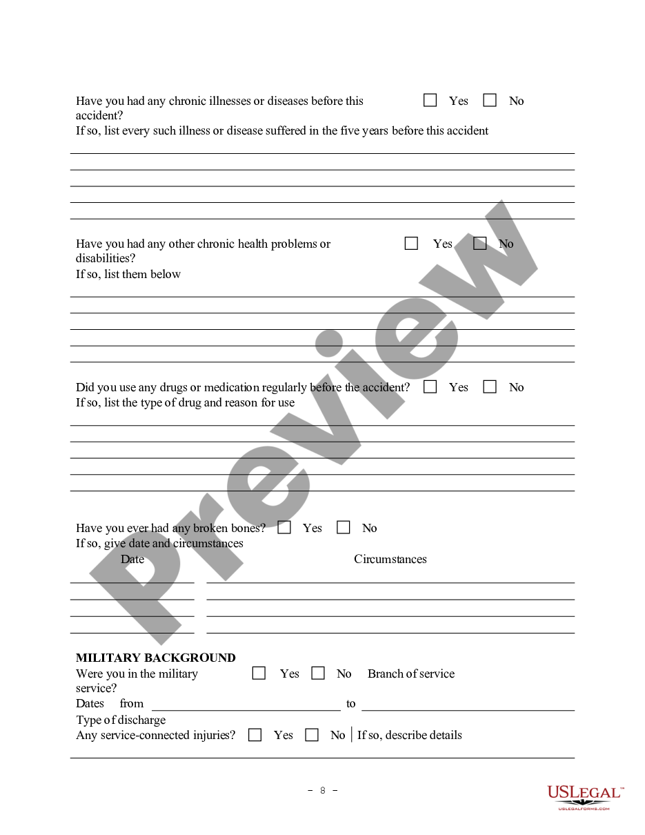 page 7 Personal Injury Intake Sheet preview