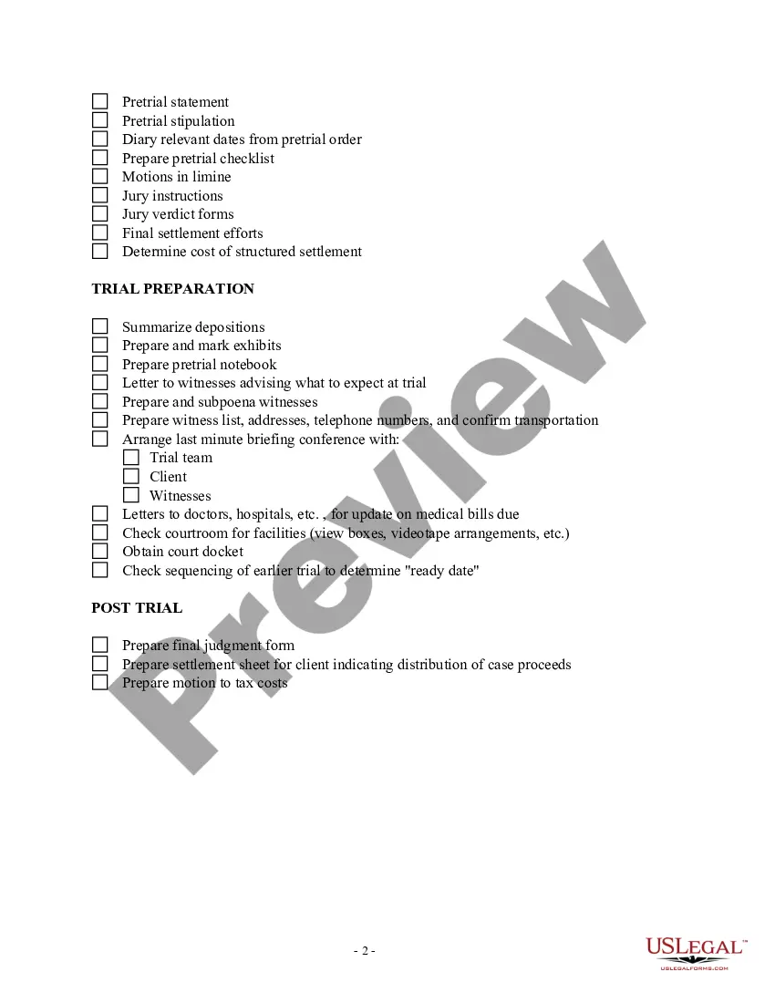 Preview Checklist - Short of Sequential Activities to Organize Automobile Action