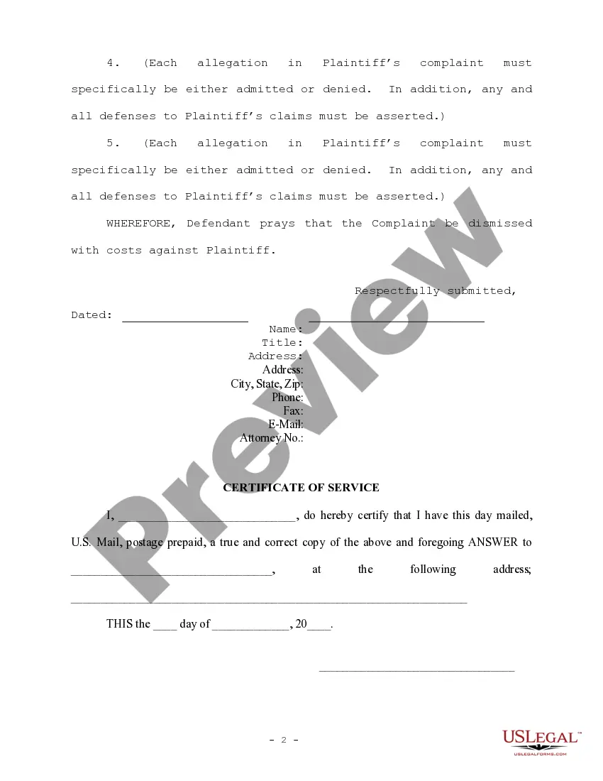 Get General Personal Injury Answer Preview General Personal Injury Answer