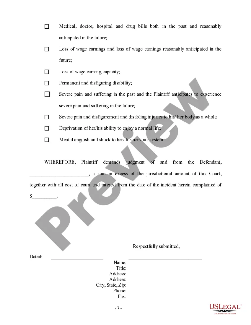 Get Complaint regarding Auto Accident (Driver vs Driver) Preview Complaint regarding Auto Accident (Driver vs Driver)