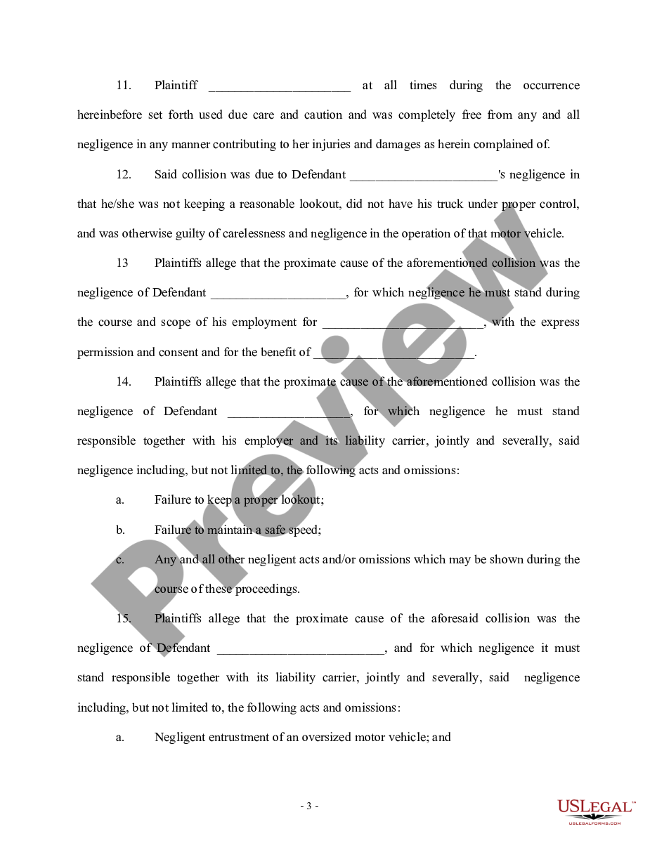 page 2 Complaint regarding Auto and Mack Truck Accident preview