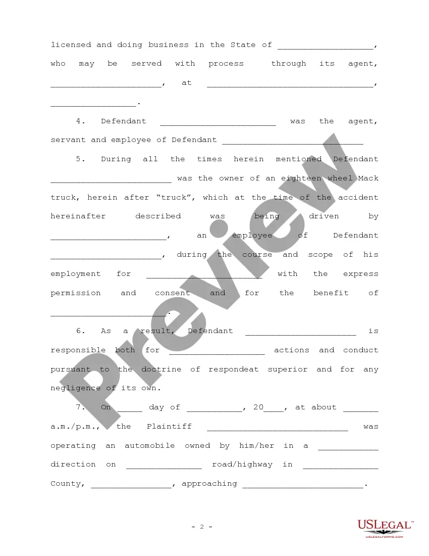 Get Complaint regarding Auto and Mack Truck Accident Preview Complaint regarding Auto and Mack Truck Accident