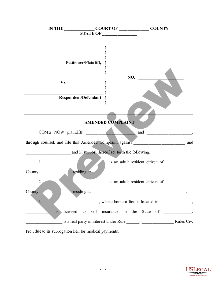 form Amended Complaint - Mack truck preview