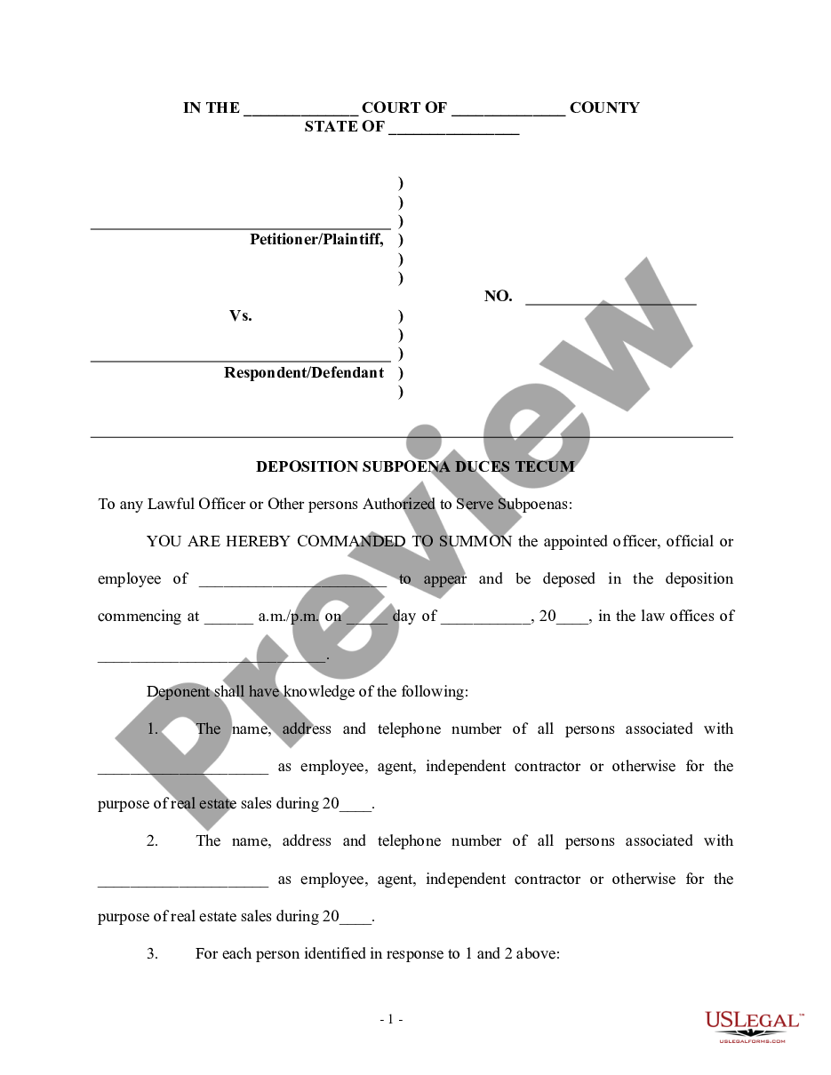 page 3 Notice to Take Deposition Subpoena Duces Tecum preview