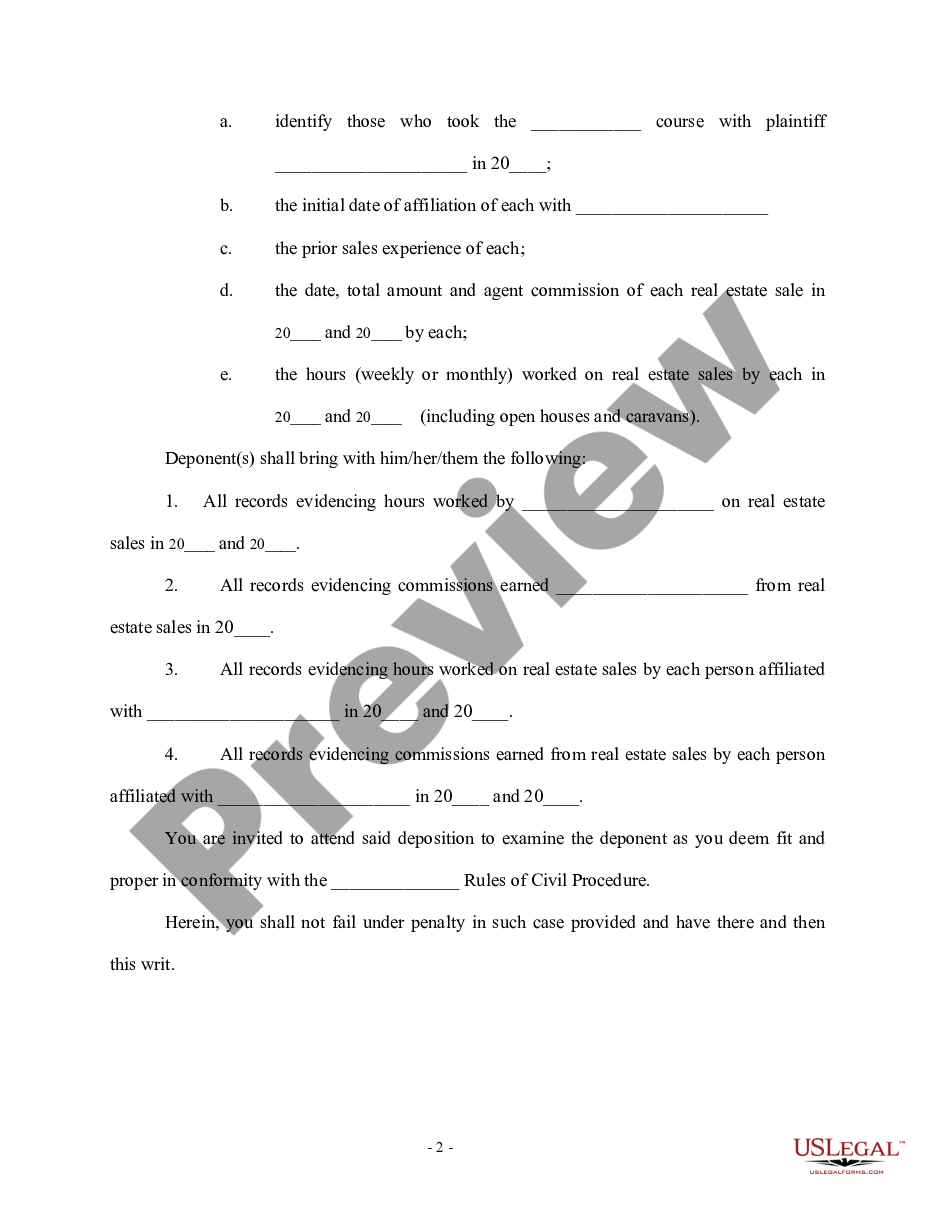 page 4 Notice to Take Deposition Subpoena Duces Tecum preview