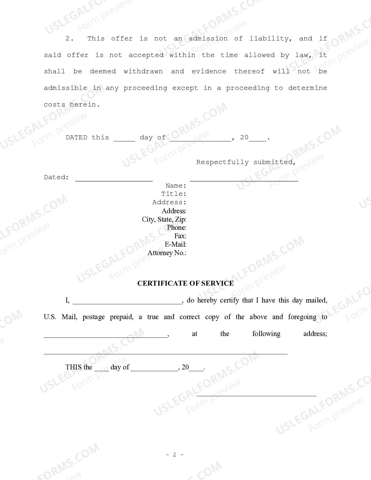 Preview Offer of Judgment - Personal Injury