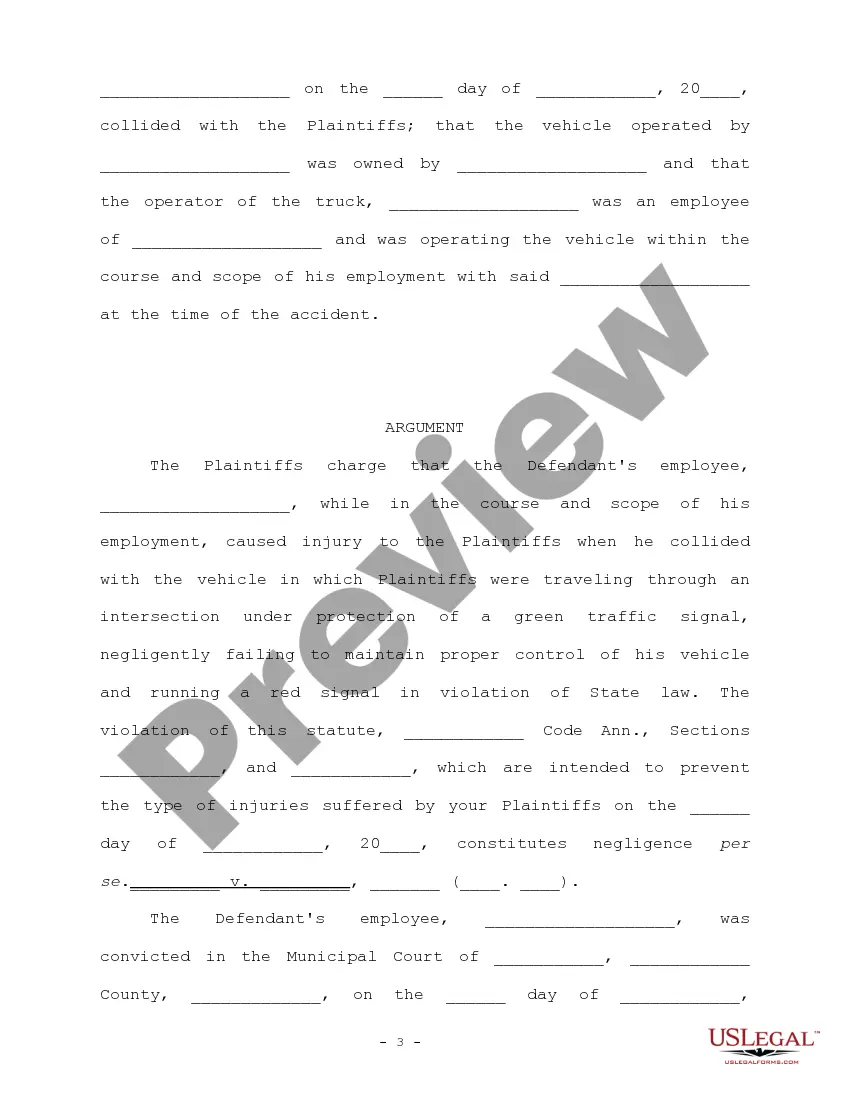 Preview Memorandum of Law in Support of Motion for Partial Summary Judgment on the Issue of Liability