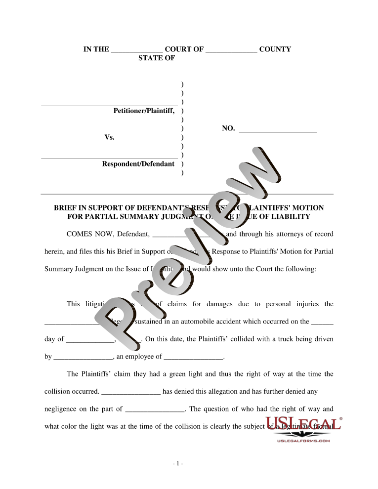 Brief In Support Of Defendants Responses To Plaintiffs Motion For Summary Judgment On The 3089