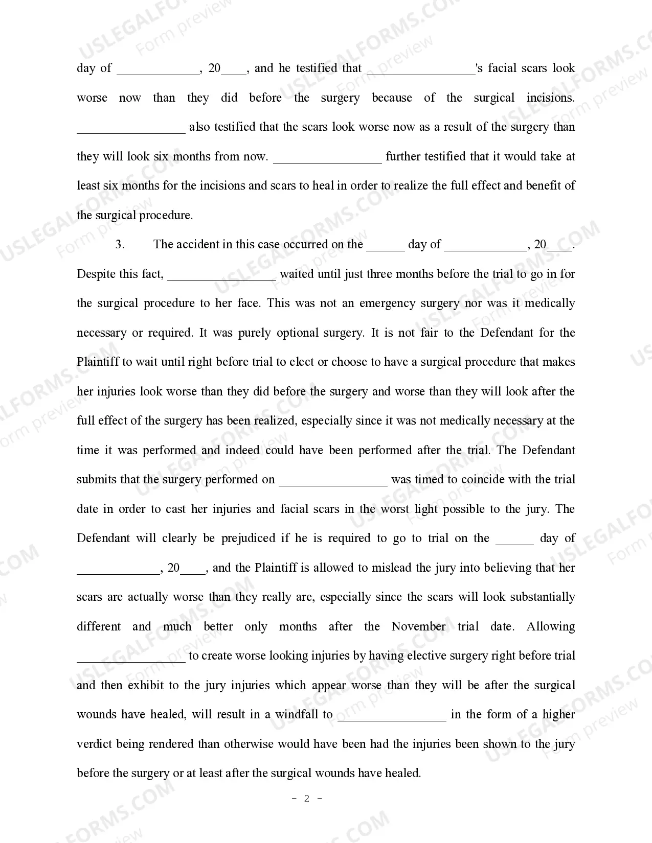 Preview Motion for Trial Continuance - Personal Injury