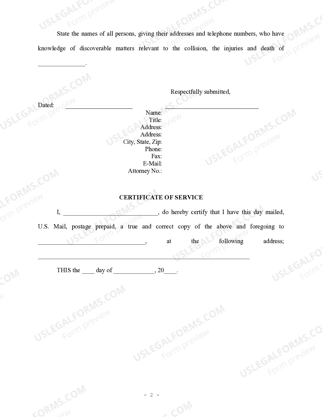 Preview Interrogatories - Personal Injury - Auto Accident