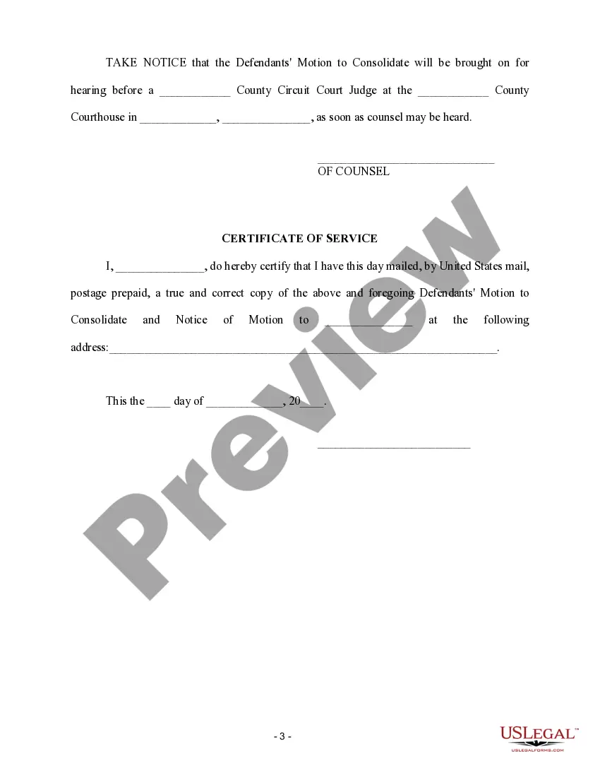 Get Motion to Consolidate - Personal Injury Preview Motion to Consolidate - Personal Injury