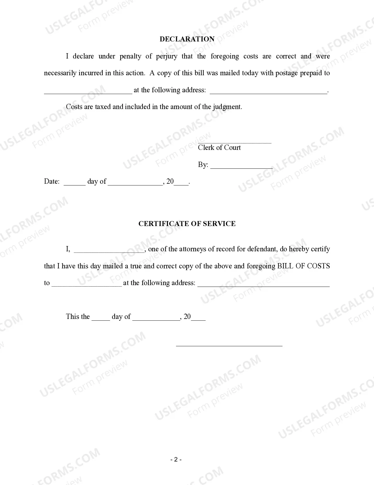 Preview Bill of Cost - Personal Injury